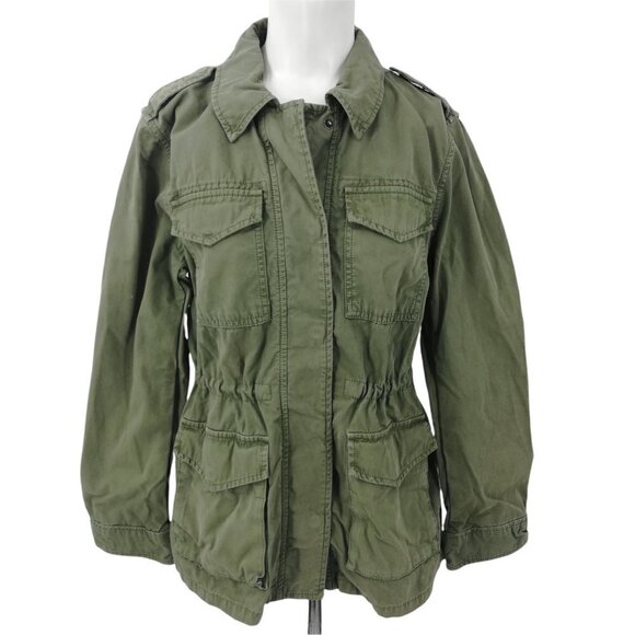 Gap Green Utility Jacket Size XS Military Army Anorak Cotton Snaps Zip Pockets - Picture 1 of 12